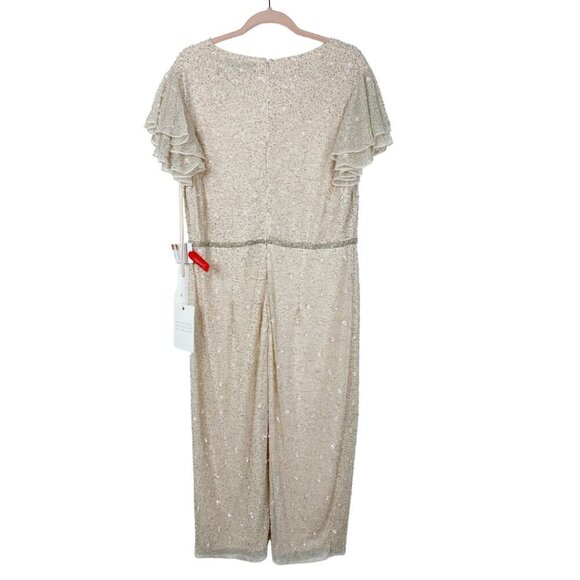 NWT Mac Duggal Floral Embellished Sequin Beaded Dress Oyster 14 #8587 - Picture 5 of 8